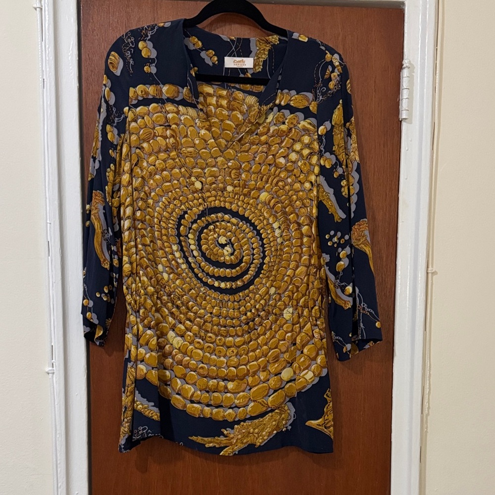 Cato Navy and Gold Patterned Tunic